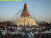 Nepali people enjoying the birthday of buddha in Bouddhanath.