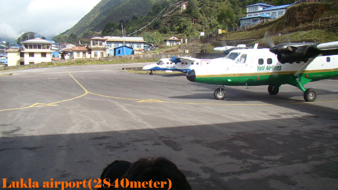 Tha airport and town of the Lukla way to EBC trek.