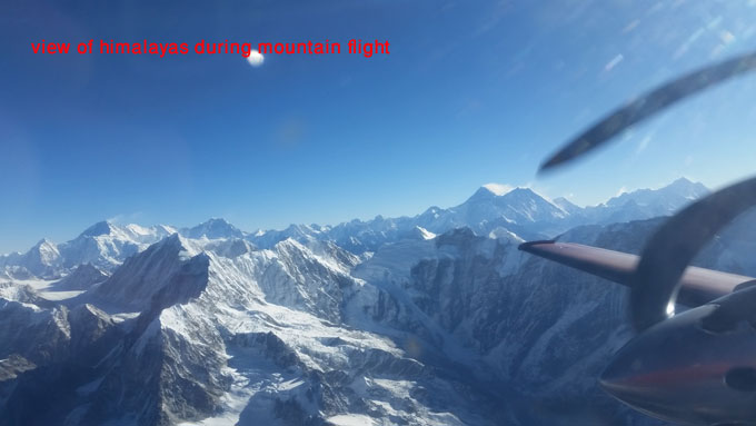 view of the hundreds of himalayas during mt flight in everest area