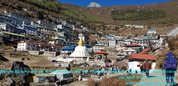 Namche bazar is a beautiful small mountain town on the way to everest base camp trek.