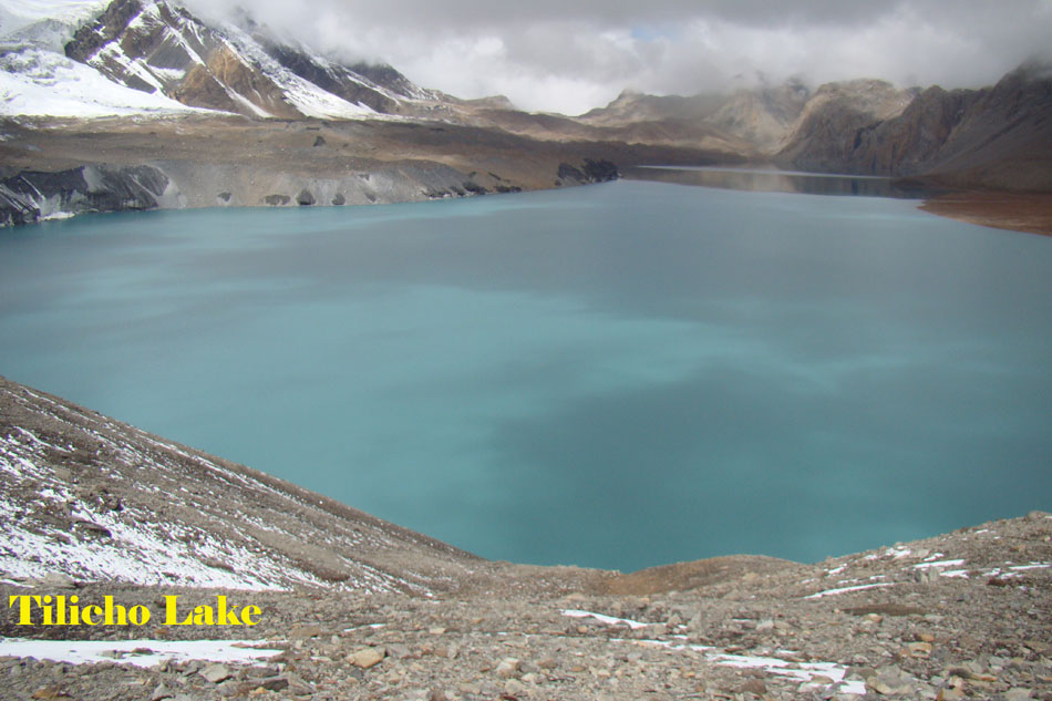 tilicho lake on the way to annapurna circuit trek