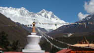 A wonderful glance of Lhotse himal with Stupa.